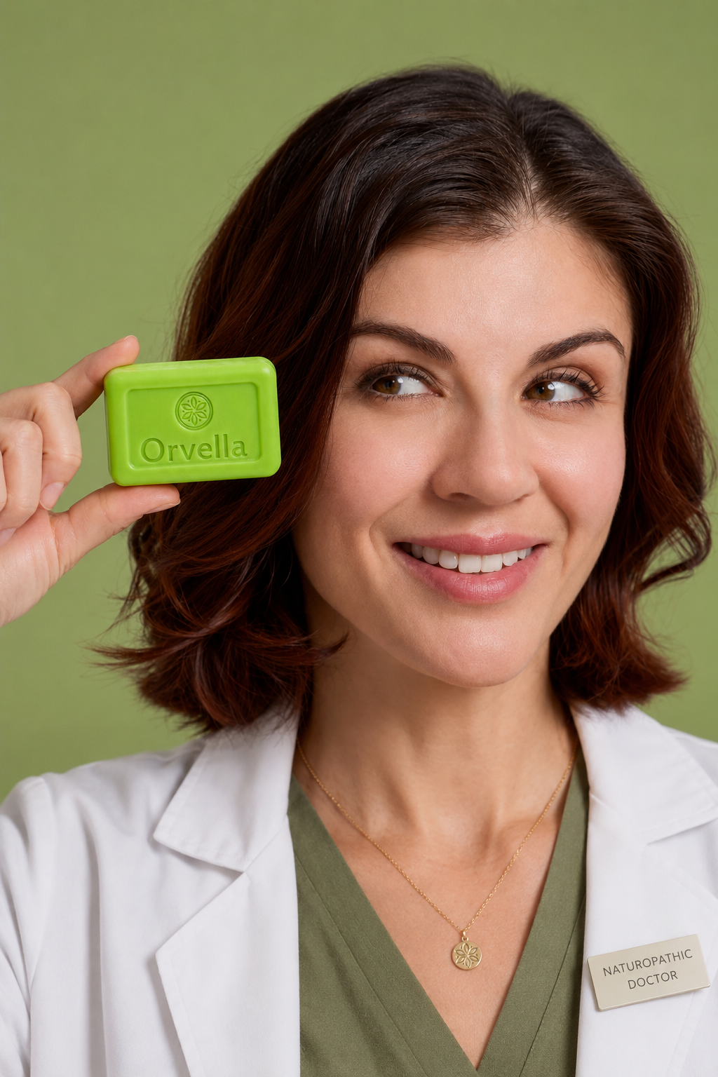Woman holding turmeric capsule